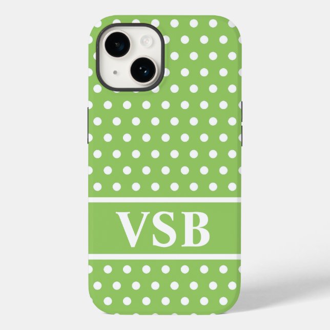 Funda De Case-Mate Para iPhone Puntos del Polka Verde (Reverso )