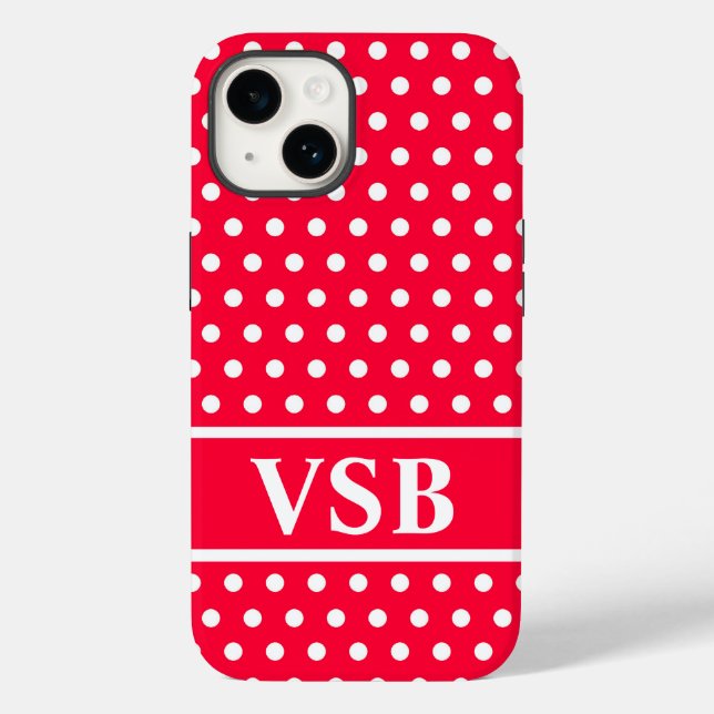 Funda De Case-Mate Para iPhone Puntos rojos de polka (Reverso )