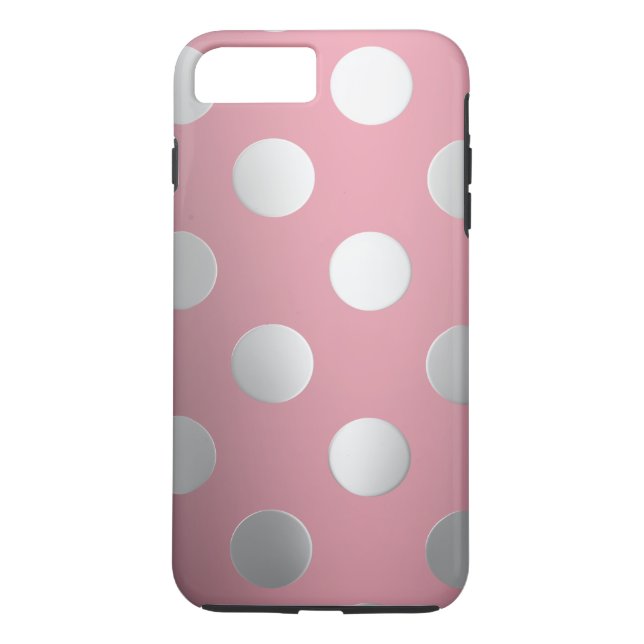 Funda De Case-Mate Para iPhone Puntos rosados, plateados de polka (Reverso)