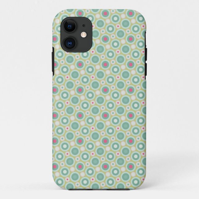 Funda De Case-Mate Para iPhone Puntos verdes retro (Reverso)