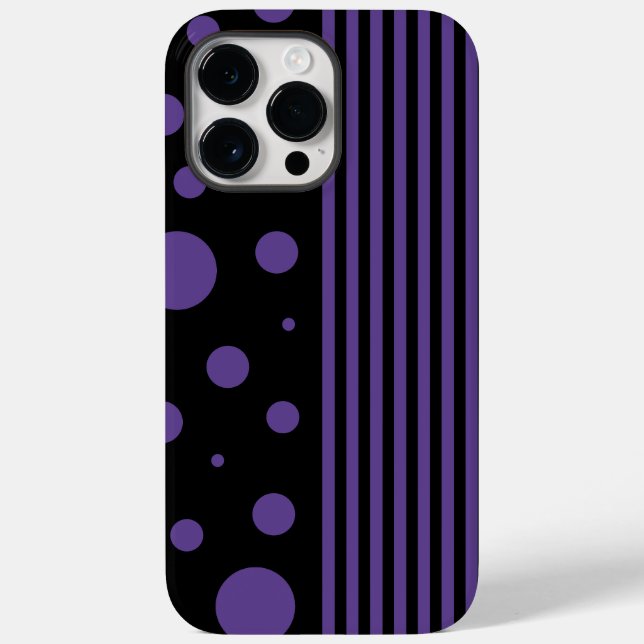 Funda De Case-Mate Para iPhone Puntos y rayas en morado y negro (Reverso )