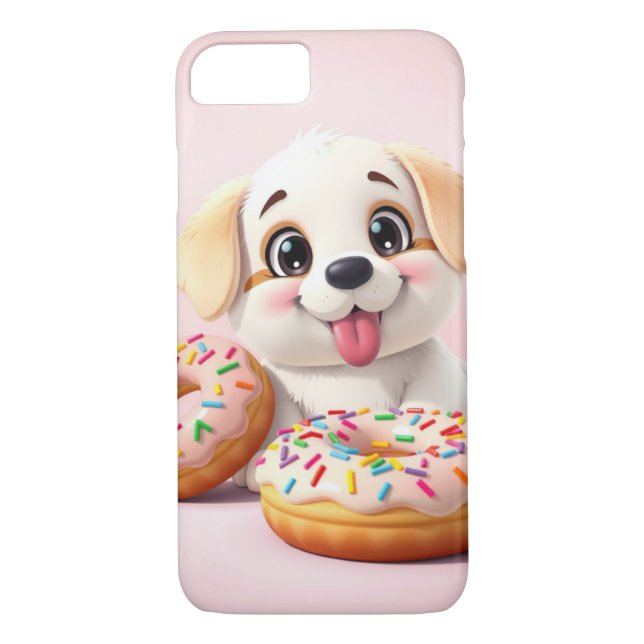 Funda De Case-Mate Para iPhone Puppy with Donut – Cute Cartoon Design (Reverso)