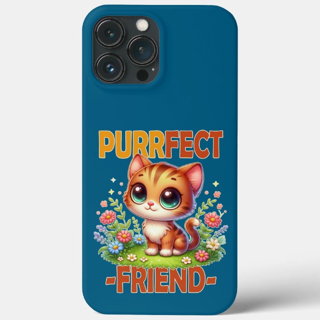 Funda De Case-Mate Para iPhone Purfect Friend pun Cute naranja gato gatito person (Reverso )