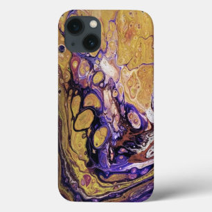 Funda Para iPhone 13 Purple and gold abstract paint