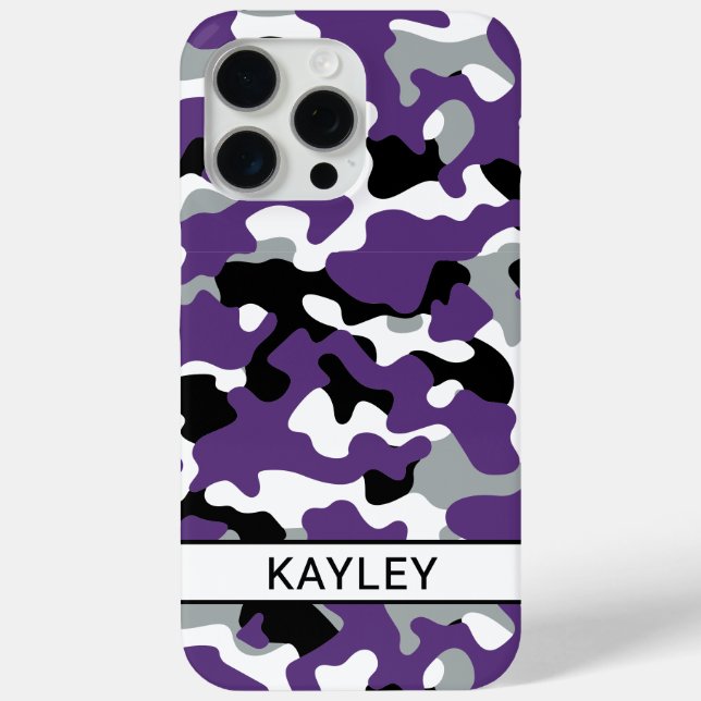 Funda De Case-Mate Para iPhone Purple Black Camouflage Personalized (Reverso )