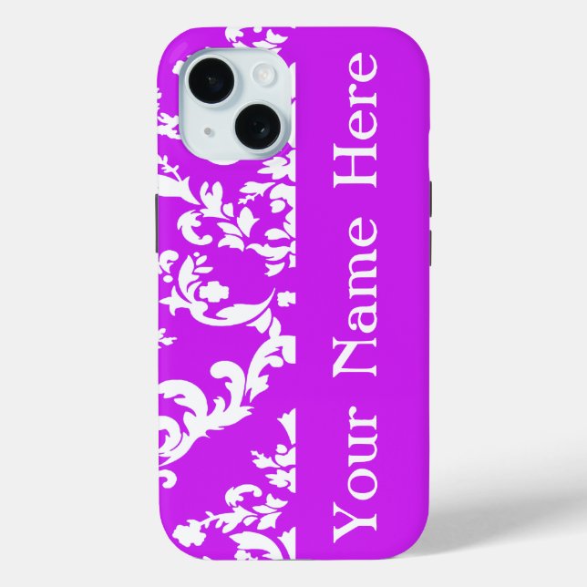 Funda De Case-Mate Para iPhone Purple Bold Damask con el nombre @ Emporiomoffa (Reverso )