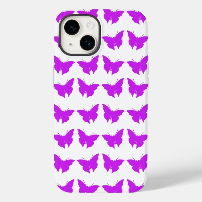 Funda De Case-Mate Para iPhone Purple Bold Mod Butterflies (Reverso )