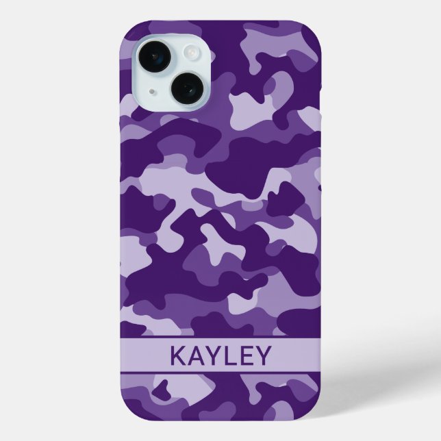 Funda De Case-Mate Para iPhone Purple Camouflage Personalized (Reverso )