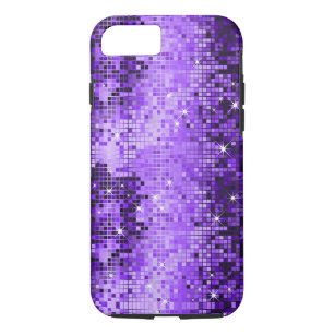 Funda Para iPhone 8/7 Purple Disco Purpurina y Sparkles Patrón Geométric