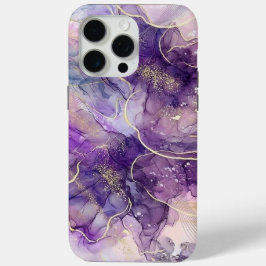 Funda Para iPhone 15 Pro Max Purple & Gold Alcohol Ink iPhone Case