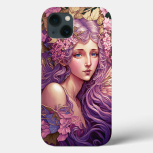 Funda Para iPhone 13 Purple Hair Fairy Angel Fantasy Art