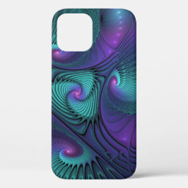 Funda Para iPhone 12 Pro Purple Meets Turquoise Moderno Resumen Arte Fracta