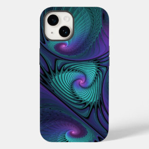 Funda Para iPhone 14 De Case-Mate Purple Meets Turquoise Moderno Resumen Arte Fracta