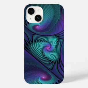 Funda Para iPhone 14 De Case-Mate Purple Meets Turquoise Moderno Resumen Arte Fracta