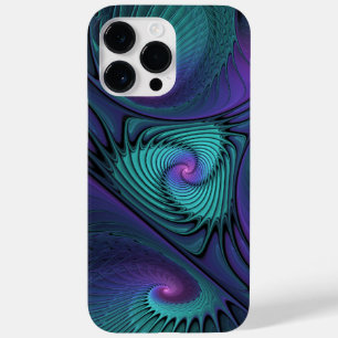 Funda Para iPhone 14 Pro Max De Case-Mate Purple Meets Turquoise Moderno Resumen Arte Fracta