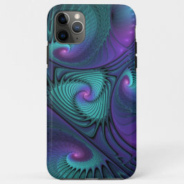 Funda Para iPhone 11 Pro Max Purple Meets Turquoise Moderno Resumen Arte Fracta