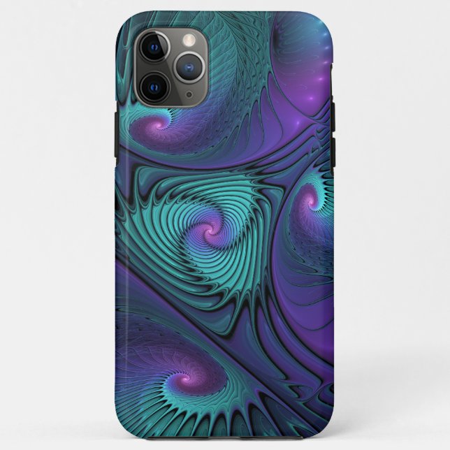 Funda De Case-Mate Para iPhone Purple Meets Turquoise Moderno Resumen Arte Fracta (Reverso)