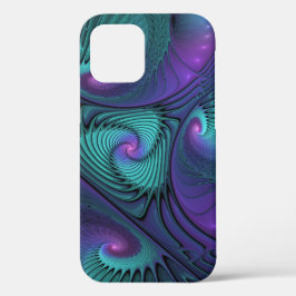 Funda Para iPhone 12 Pro Purple Meets Turquoise Moderno Resumen Arte Fracta