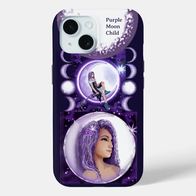 Funda De Case-Mate Para iPhone Purple Moon Child (Reverso )
