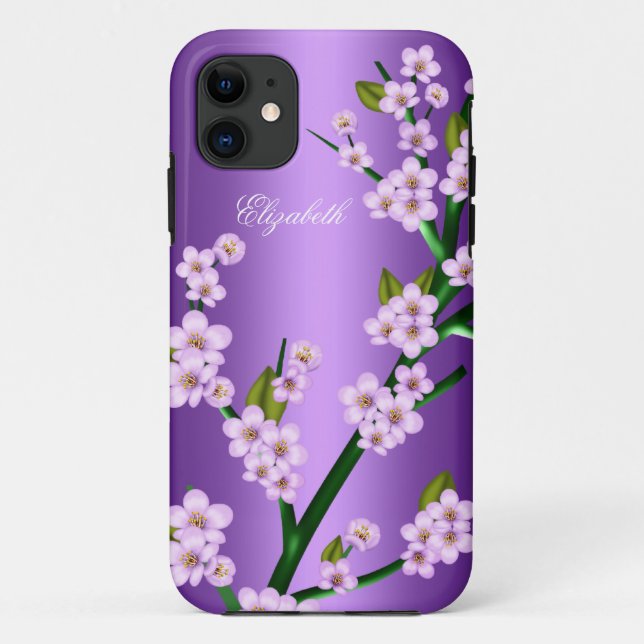 Funda De Case-Mate Para iPhone Purple Pink Blossom iPhone 5 Elegant Classy (Reverso)