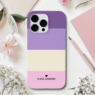 Funda Para iPhone 14 Pro Max De Case-Mate Purple Pink Cream Stripes Modern Style for her