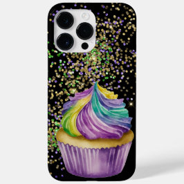 FUNDA PARA iPhone 14 PRO MAX DE Case-Mate PURPLE VERDE ORO MARDI GRAS CUPCAKE