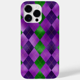 FUNDA PARA iPhone 14 PRO MAX DE Case-Mate PURPLE VERDE ORO MARDI GRAS PATRONES DE DIAMANTES