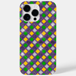FUNDA PARA iPhone 14 PRO MAX DE Case-Mate PURPLE VERDE ORO MARDI GRAS PATRONES DE DIAMANTES