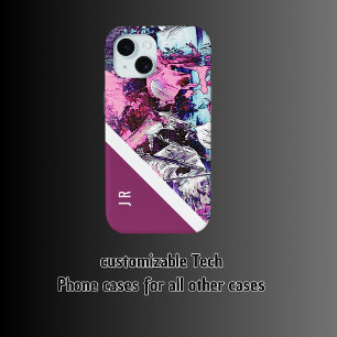 Funda Para iPhone 15 púrpura abstracto + moda berry tono mármol fresco