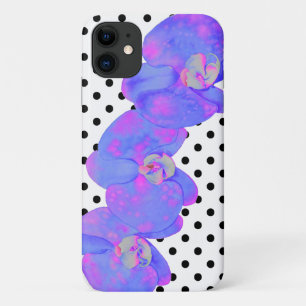 Funda Para iPhone 11 Púrpura acuarela Orquídea, puntos de polka