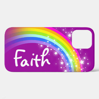 Funda Para iPhone 12 Púrpura arcoiris nombre personalizado caso iphone