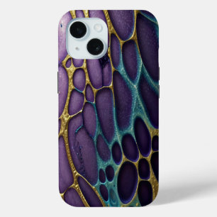 Funda Para iPhone 15 Púrpura, azul, agua y oro