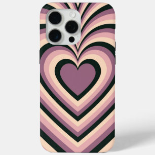 Funda Para iPhone 15 Pro Max Púrpura Black Hypnotic Heart Love Pattern