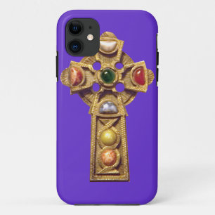 Funda Para iPhone 11 Púrpura cristiana céltica Jeweled del caso del