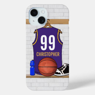 Funda Para iPhone 15 Púrpura de Jersey de Basketball personalizado | Or