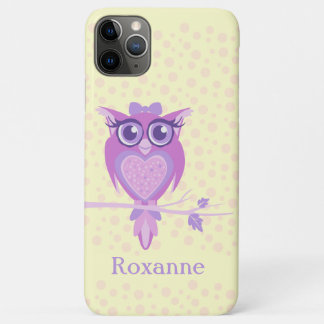 Funda Para iPhone 11 Pro Max Púrpura del búho de los chicas y caso lindos del