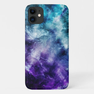 Funda Para iPhone 11 Púrpura Galaxia Verde azulada Nebula Mármol Sueño