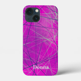 Funda Para iPhone 13 Mini Púrpura n líneas de red rosada Resumen de estuche 