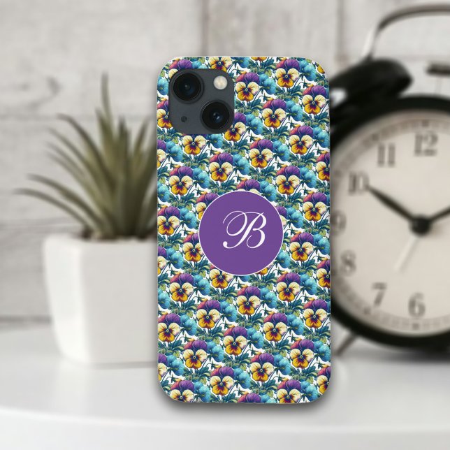 Funda De Case-Mate Para iPhone Púrpura Parche Parche Giro Monograma Patrón Floral (Subido por el creador)