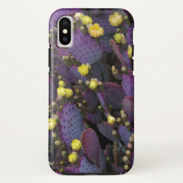 Funda Para iPhone X Púrpura Pase Cactus Con Flores Amarillas