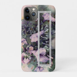 Funda Para iPhone 11 Pro Púrpura Petunia Floral acuarela para personalizar