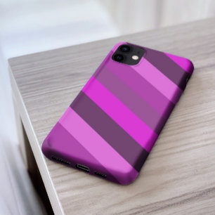 Funda Para iPhone 11 púrpura rayas rosadas monocromo estético