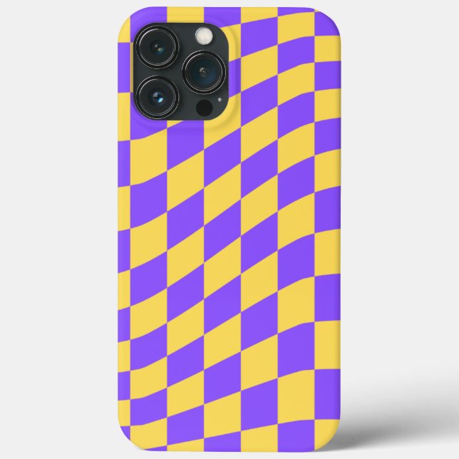 Funda De Case-Mate Para iPhone Púrpura retro y amarillo  (Reverso )