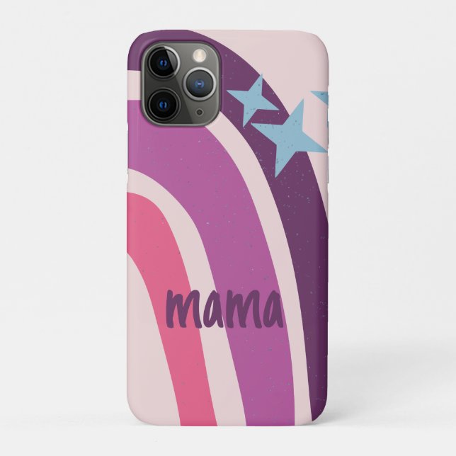 Funda De Case-Mate Para iPhone Púrpura rosa bohemio arco iris mamá personalizada (Reverso)