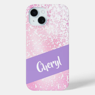 Funda Para iPhone 15 Púrpura, rosa y blanco purpurina sombrío