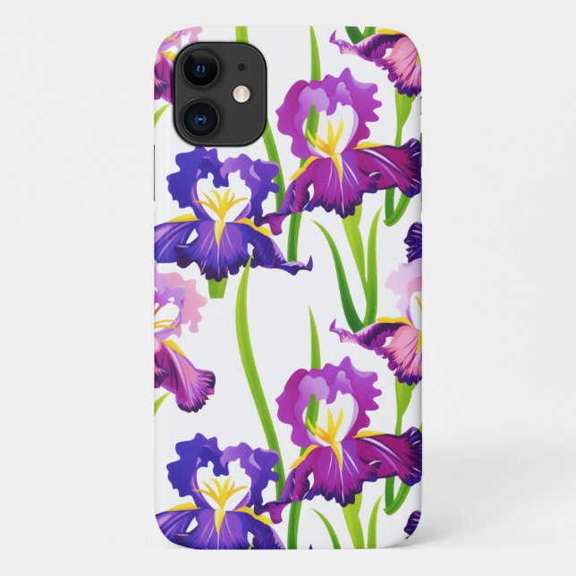 Funda De Case-Mate Para iPhone Púrpura Rústica pradera Iris Flores Acuarela (Reverso)