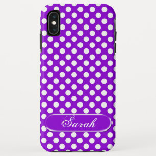 Funda Para iPhone XS Max Púrpura White Polka Dot Pattern iPhone XS Max Fund