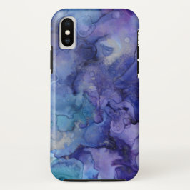 Funda Para iPhone X Púrpura y azul acuarela