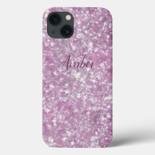 Funda Para iPhone 13 Purpurada Rosa Brillante Glitter Elegante Personal