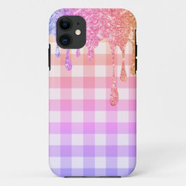 Funda Para iPhone 11 Purpurina arcoiris ombré Plaid Gingham Fundas-Mamá